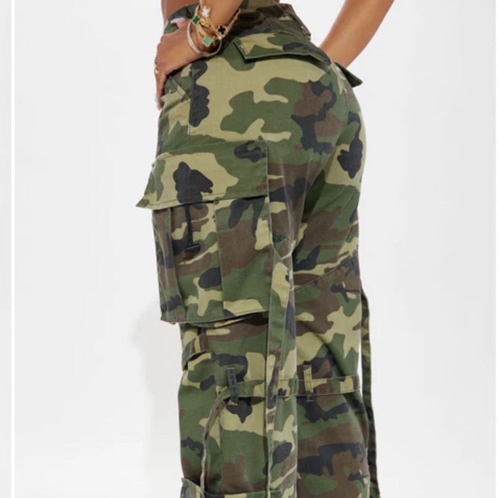 Fashion Nova Level You Up Camo Cargo Pant - Olive/combo (S) - Picture 4 of 13